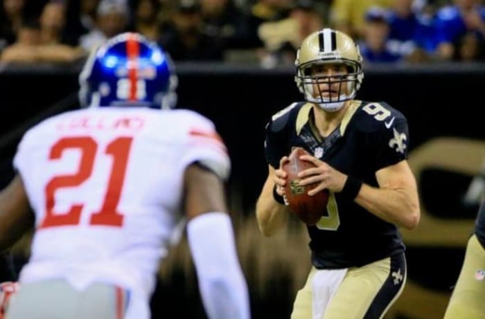 Former New Orleans Saints QB Drew Brees has a record-breaking day against the Giants in 2015. Credit: nfl.com